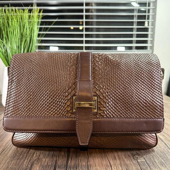 Cole Haan Brown Faux Snake Skin Women’s Purse Shoulder Bag - Picture 1 of 6
